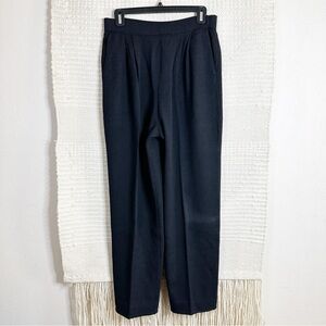 ST. JOHN black Santana knit high waisted pleated tapered leg pants 8